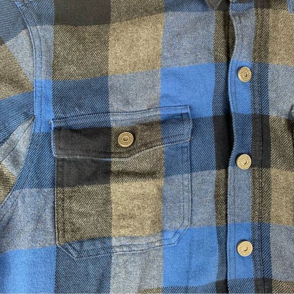 Duluth Trading Co mens medium Blue Gray plaid Button Down Shirt jacket heavy - Picture 7 of 12